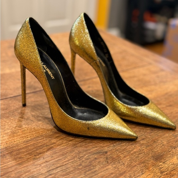 Saint Laurent Glittering Gold Heels - Picture 1 of 6